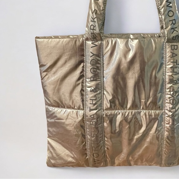 ⭐️ BATH & BODY WORKS - Puffy Metallic Silver Logo Tote - Picture 4 of 7